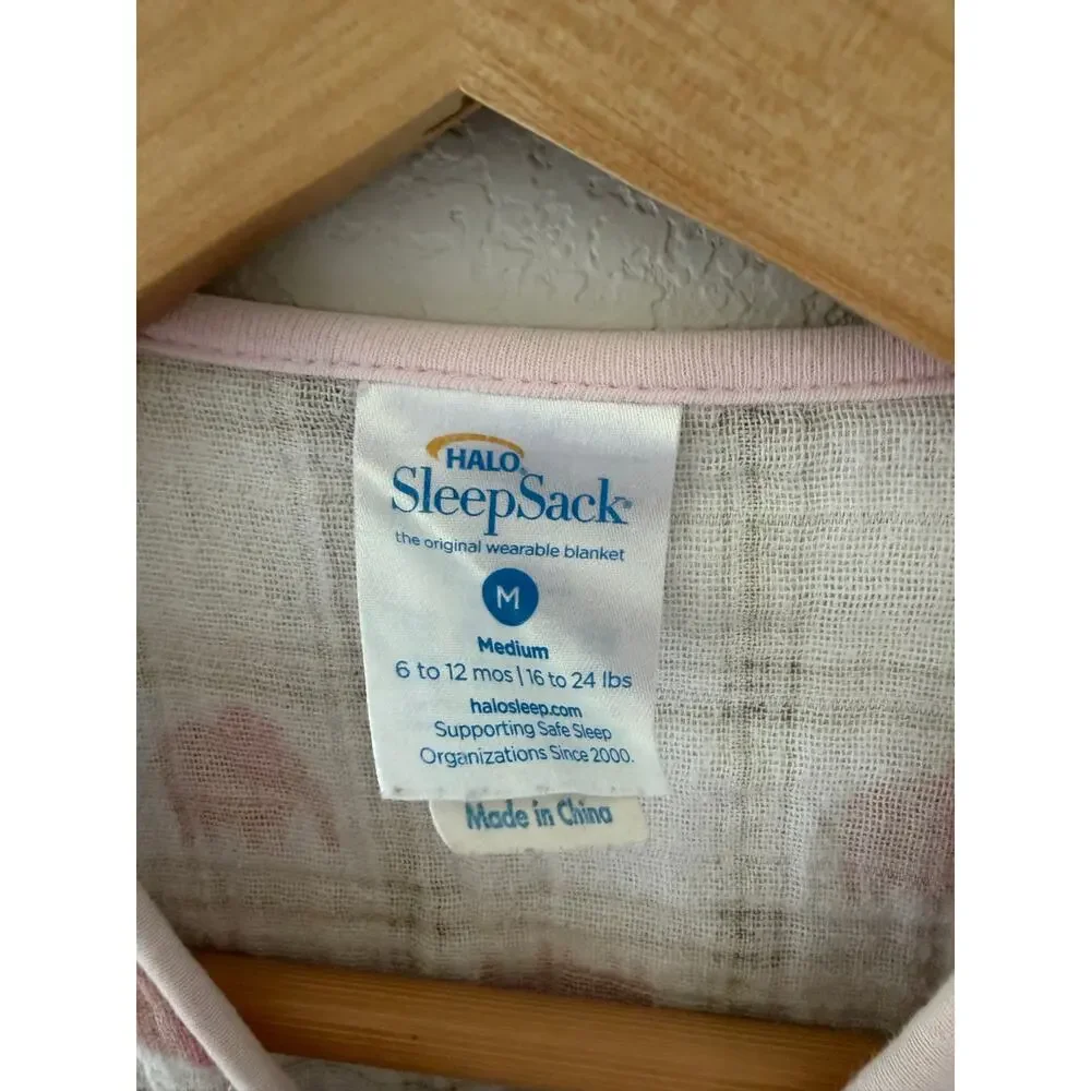 HALO SleepSack Muslin Pink & Yellow Elephants Size Medium 6–12 Months